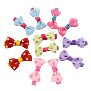 

20pcs Print Dot Flower Ribbon Small Mini Bow Tie Hairclips Baby Children Hairpin Headwear Hair Clips Kids Girls Hair Accessories