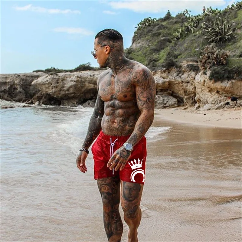 Men Surf Board Quickk Dry Beach Shorts Elastic Waist Bottoms Printing Swimming Boardshorts 2019 Bermuda Swimwear Shorts Men