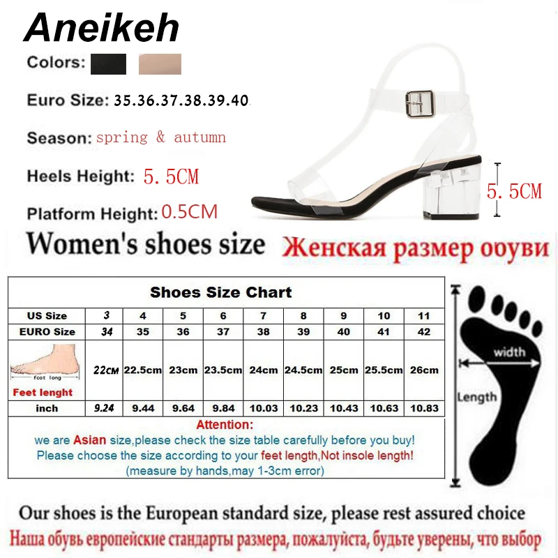 Aneikeh/женские летние туфли из ПВХ на прозрачном каблуке; пикантные прозрачные сандалии-гладиаторы; Модные прозрачные женские туфли на каблуке