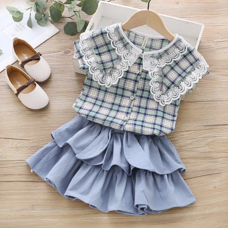 

Girls summer clothes sets kids cotton fashion tops+tutu dress 2pcs tracksuits for girls children princess clothing outfits