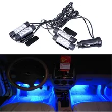 1 компл. авто Интерьер атмосферу света Обязанность автомобиля 12 В 4×3 LED Glow Декоративные 4 in1 синий свет нога лампы стайлинга автомобилей