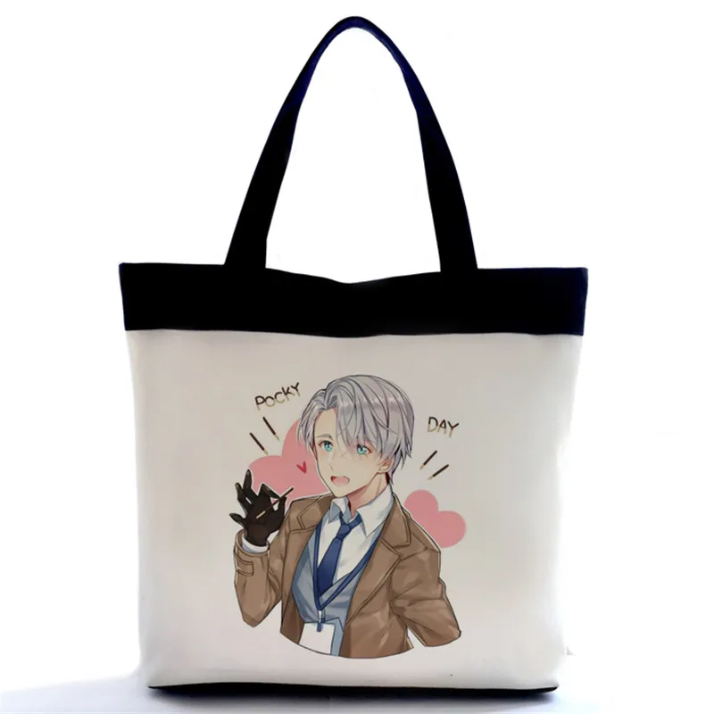 

New Arrival Yuri!!! on Ice Unisex Cartoon Shoulder Bag Yuri On Ice Canvas Women Tote Bags Handbag Student Bookbag Bolsos