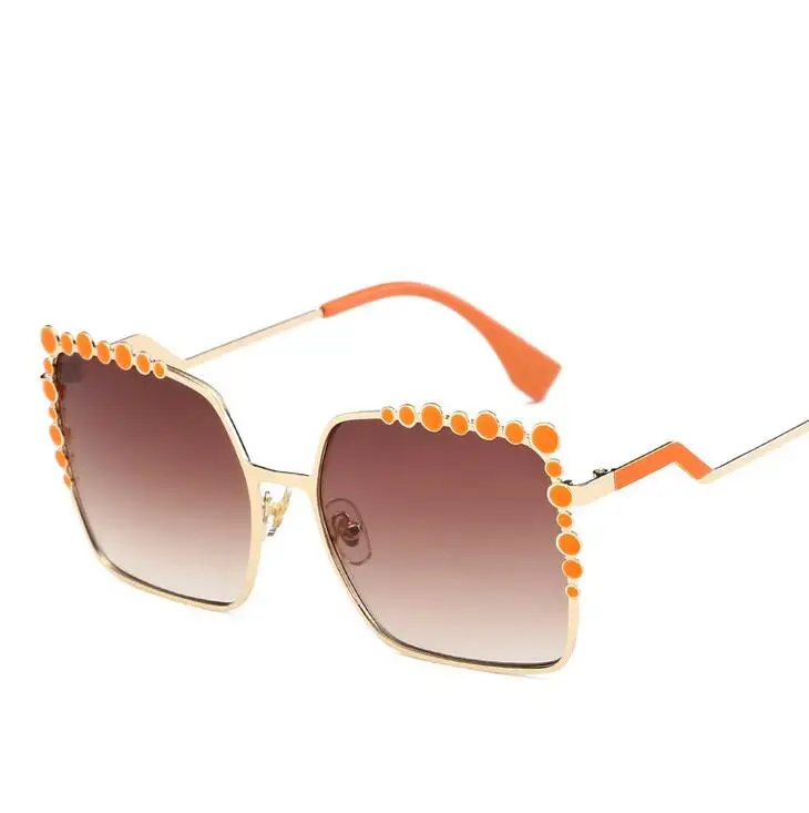 Emosnia, сексуальные, модные, более размера d, квадратные солнцезащитные очки для женщин, алмаз,, летняя оправа большого размера, зеркальные солнцезащитные очки для женщин, Oculos UV400 - Цвет линз: c5 orange brown