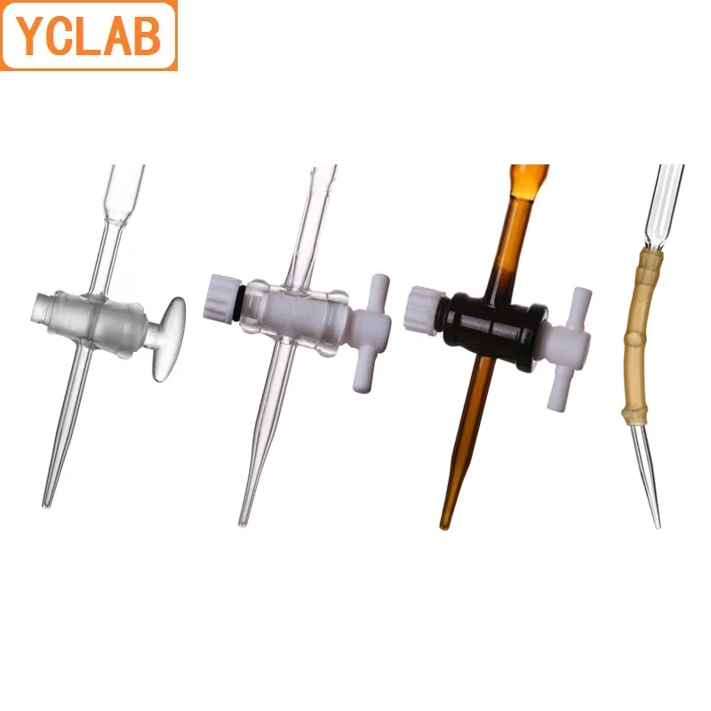YCLAB 100mL Burette with PTFE Stopcock Class A Brown Amber Glass Laboratory Chemistry Equipment