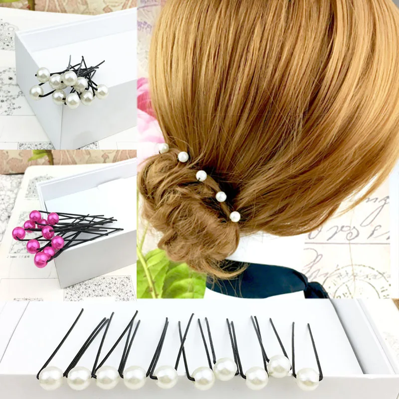 

10pcs Pearl U-clip Bride Plate Hairpin Hair Metal U-shaped Hairpin Wedding Modeling Imitation Pearl Hairpin Fork