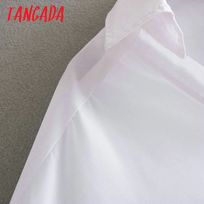  Tangada women chic white blouse oversized long sleeve turn down collar female french style shirts s