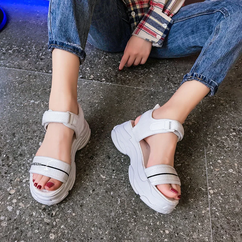 

Classics Breathable Sports Sandals Solid Ankle Strap Summer Women Sandals Ankle Strap Open Toe Thick Platform Beach Shoes
