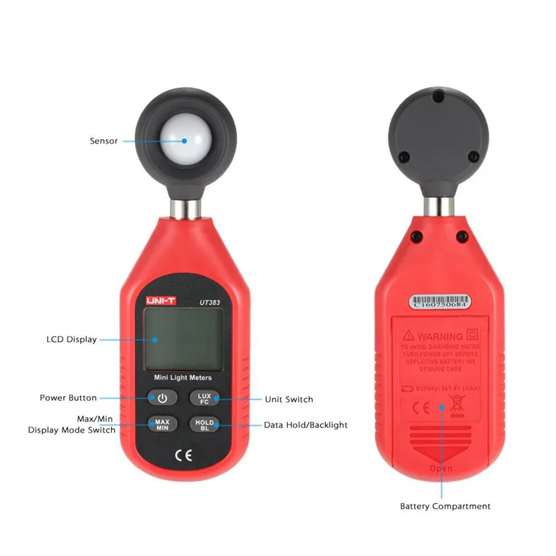 UNI T UT383 Цифровой Люксметр Light Meter Lux ФК люминометр тестер инструмент удержания