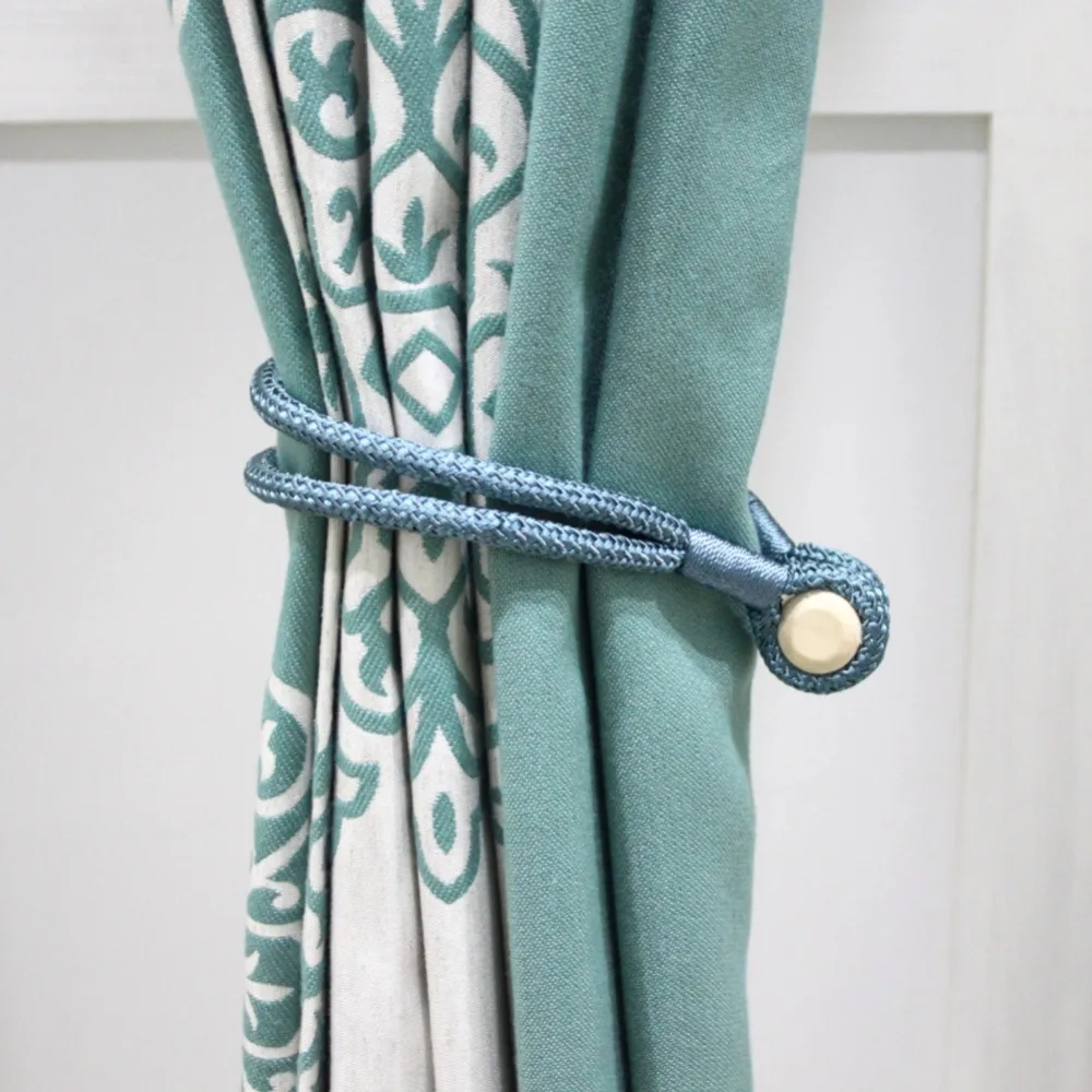 

1 Pcs Fashion Simple Curtain Ornament Free Installation Double Cotton Rope Curtain Magnet Buckles