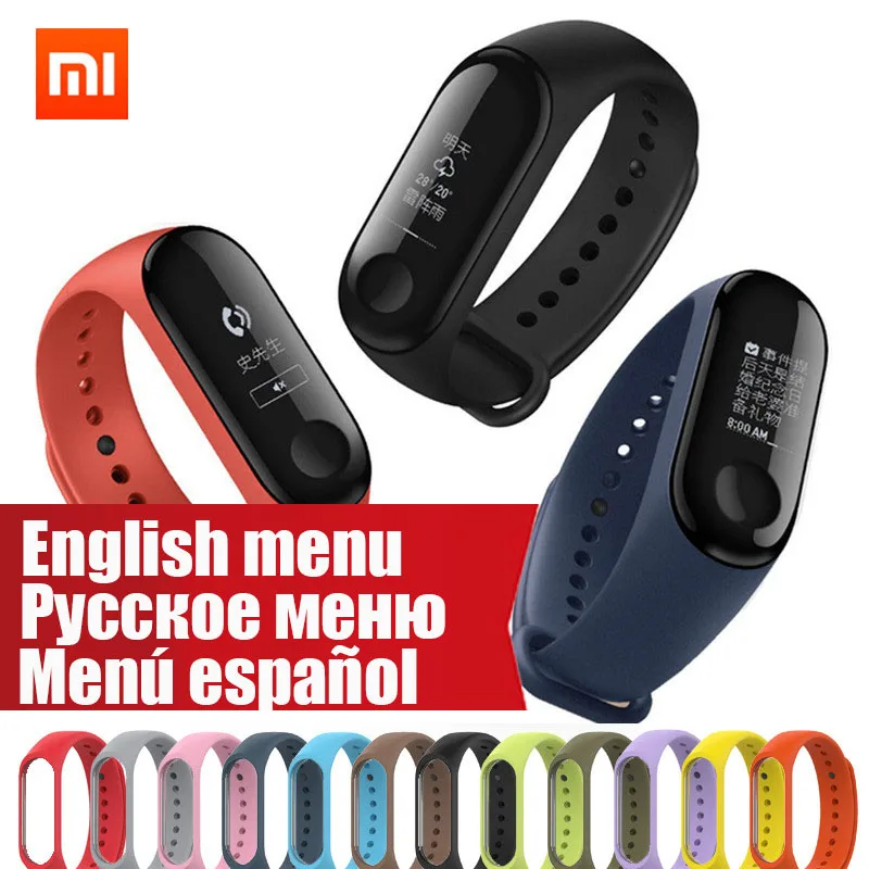 

English Version New Original Xiaomi Mi Band 3 Smart Bracelet 50M Waterproof Smart Band OLED Screen Miband 3 For Xiaomi 8 Mix 2s