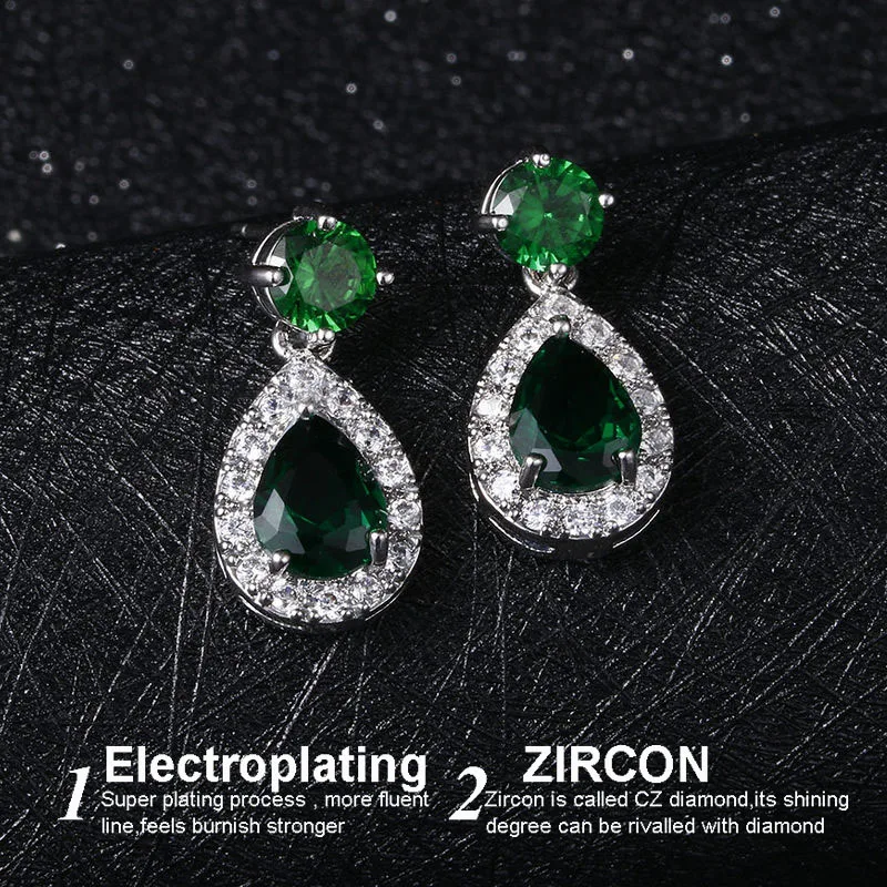 Популярные серьги с зеленым камнем, элегантные серьги-капли с кристаллами маркизы для женщин, ювелирные изделия, микро инкрустация, ремесло, свадебные длинные серьги