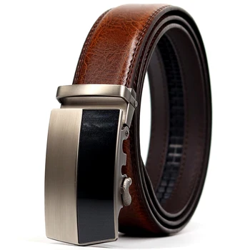 

New Arrial Men's Belt Leather Strap Male Automatic Buckle Retro Belts For Men Authentic Girdle belt Brown 110CM-130CM