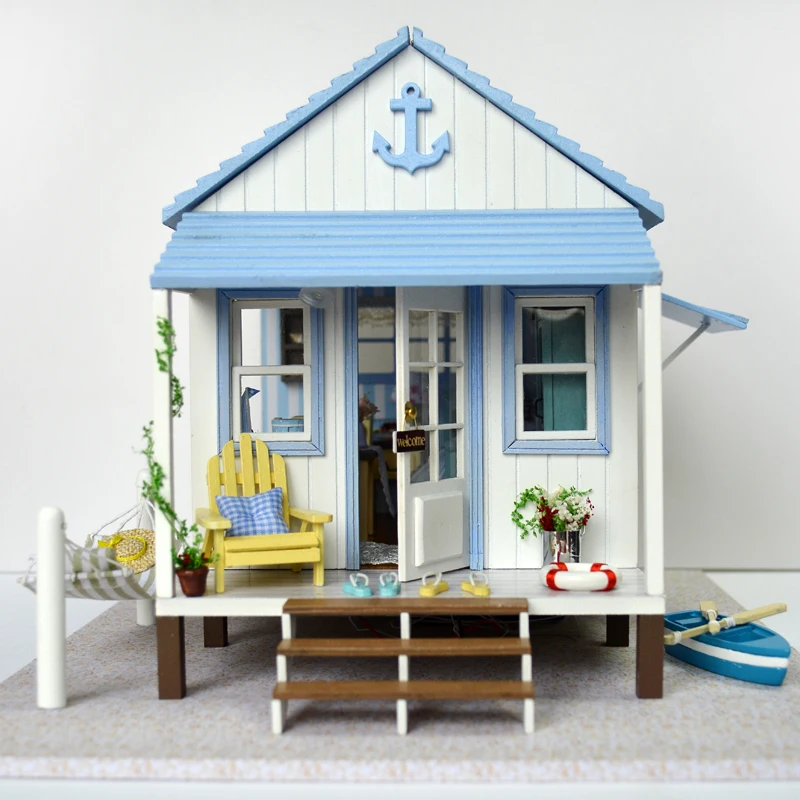 

DIY Doll House With Furniture LED 3D Miniature Wooden Dollhouse Decorations Toys Birthday Gift For Children A017 #E