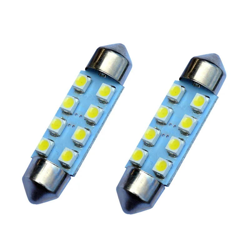 

100pcs/lot Car Auto Interior Festoon C5W 8 SMD LED 31mm 36mm 39mm 41mm White 3528 1210 SMD 8smd 8led Festoon Dome Lamp Bulb 12V