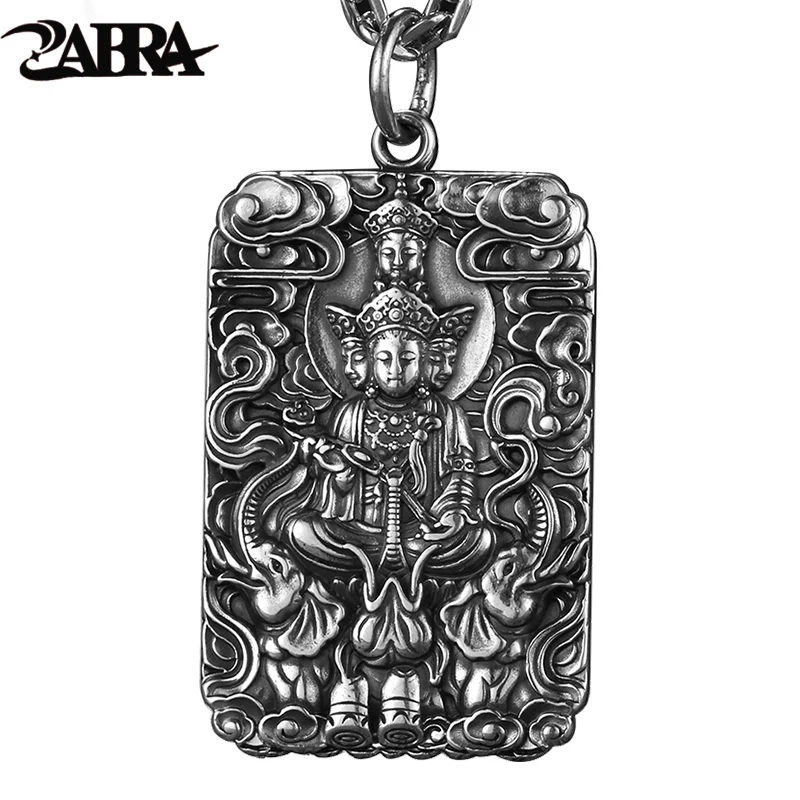 ZABRA Religion Pure 990 Sterling Silver Buddha Patron Saint Pendant Men Vintage Retro Chinese Zodiac Signs Jewelry For Male ZABRA Religion Pure 990 Sterling Silver Buddha Patron Saint Pendant Men Vintage Retro Chinese Zodiac Signs Jewelry For Male