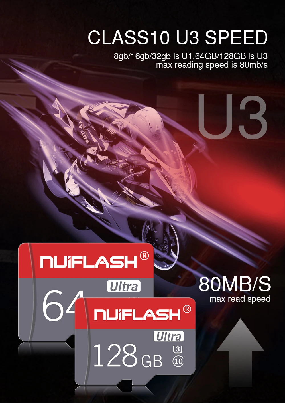 Micro TF карты Nuiflash высокоскоростные карты памяти класс 10 4 ГБ 8 ГБ 16 ГБ 32 ГБ 64 Гб 128 Гб Micro SD карты для samsung, телефона, планшетов