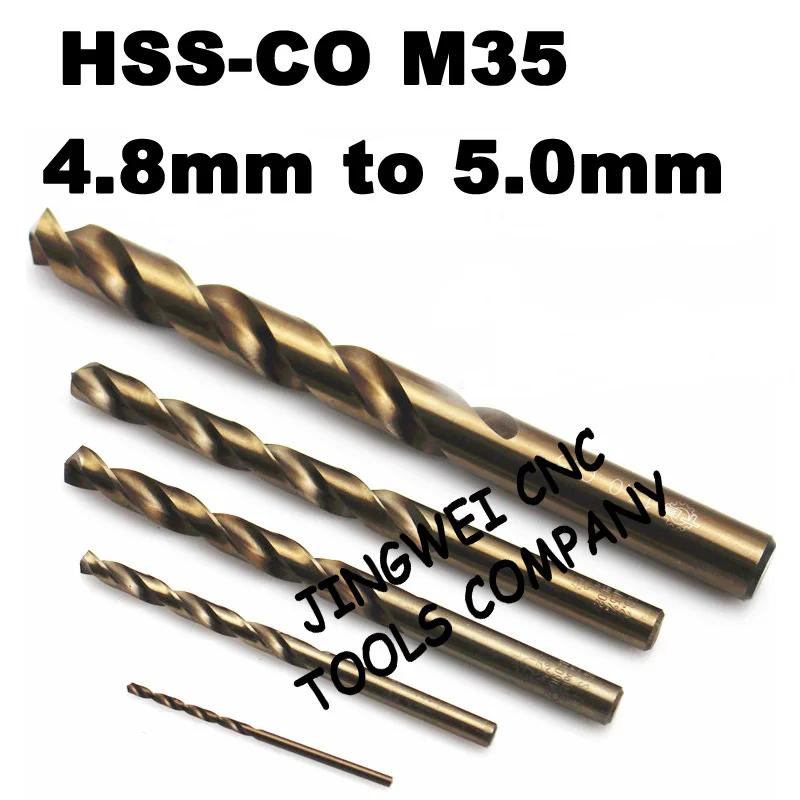 HSS cobalt M35 twist drill bit 4.8mm,4.9mm,5.0mm for stainless steelin
