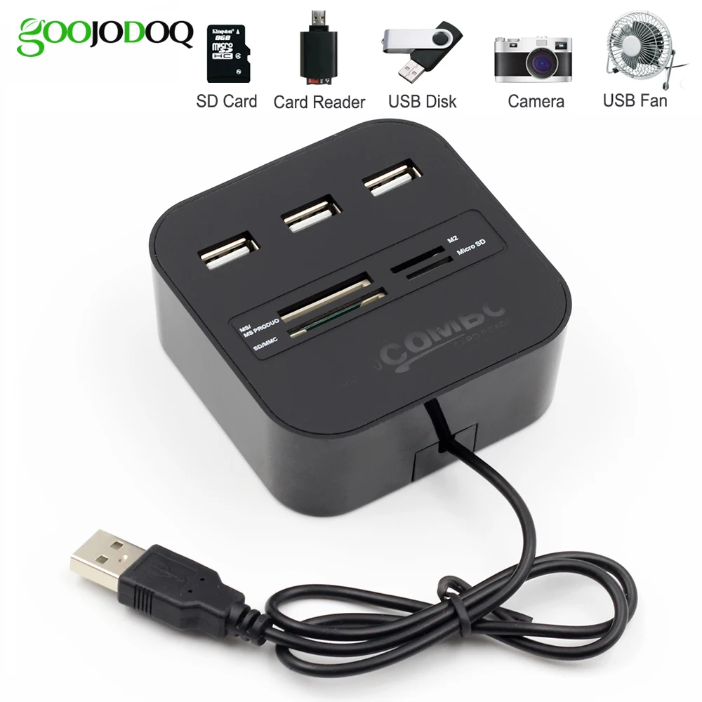USB Hub 2.0 SD/TF Card Reader, GOOJODOQ Multi USB Splitter 3 Port USB 2.0 Hub Combo For MS M2 SD MMC TF for Macbook Laptop PC USB Hub 2.0 SD/TF Card Reader, GOOJODOQ Multi USB Splitter 3 Port USB 2.0 Hub Combo For MS M2 SD MMC TF for Macbook Laptop PC