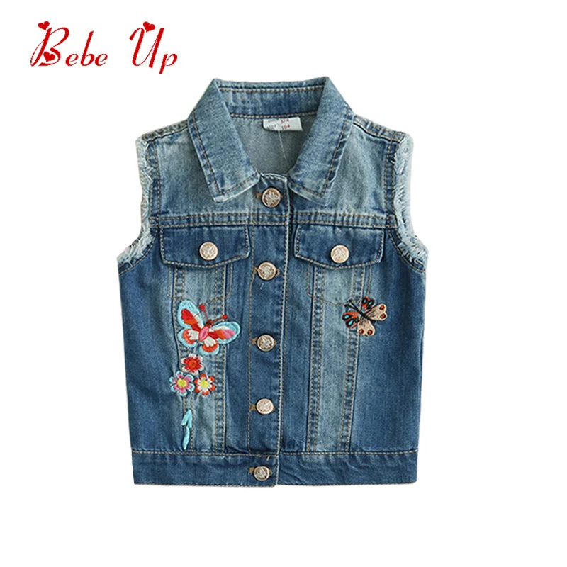 Kids Denim Vest For Toddler Girl Butterfly Flowers Teen Fashion Tassel
