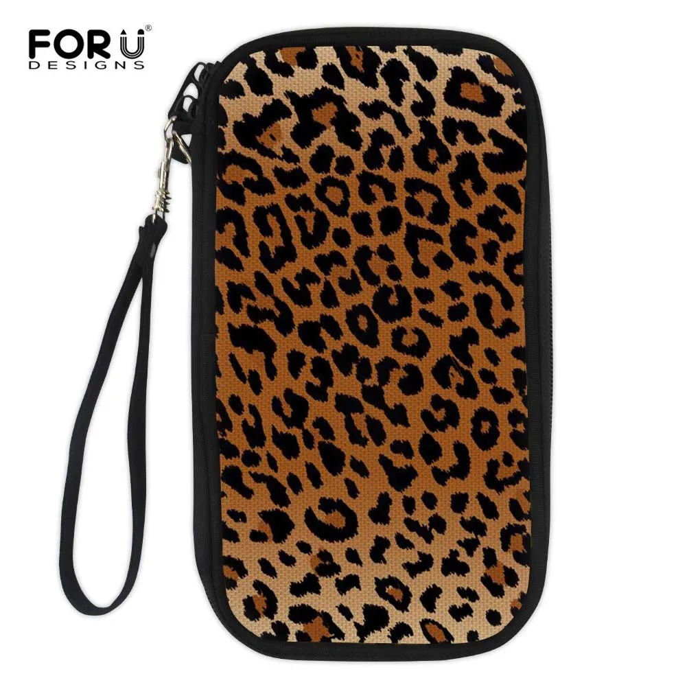 FORUDESIGNS Women Passport Card Holder Leopard Serpentine ID Credit
