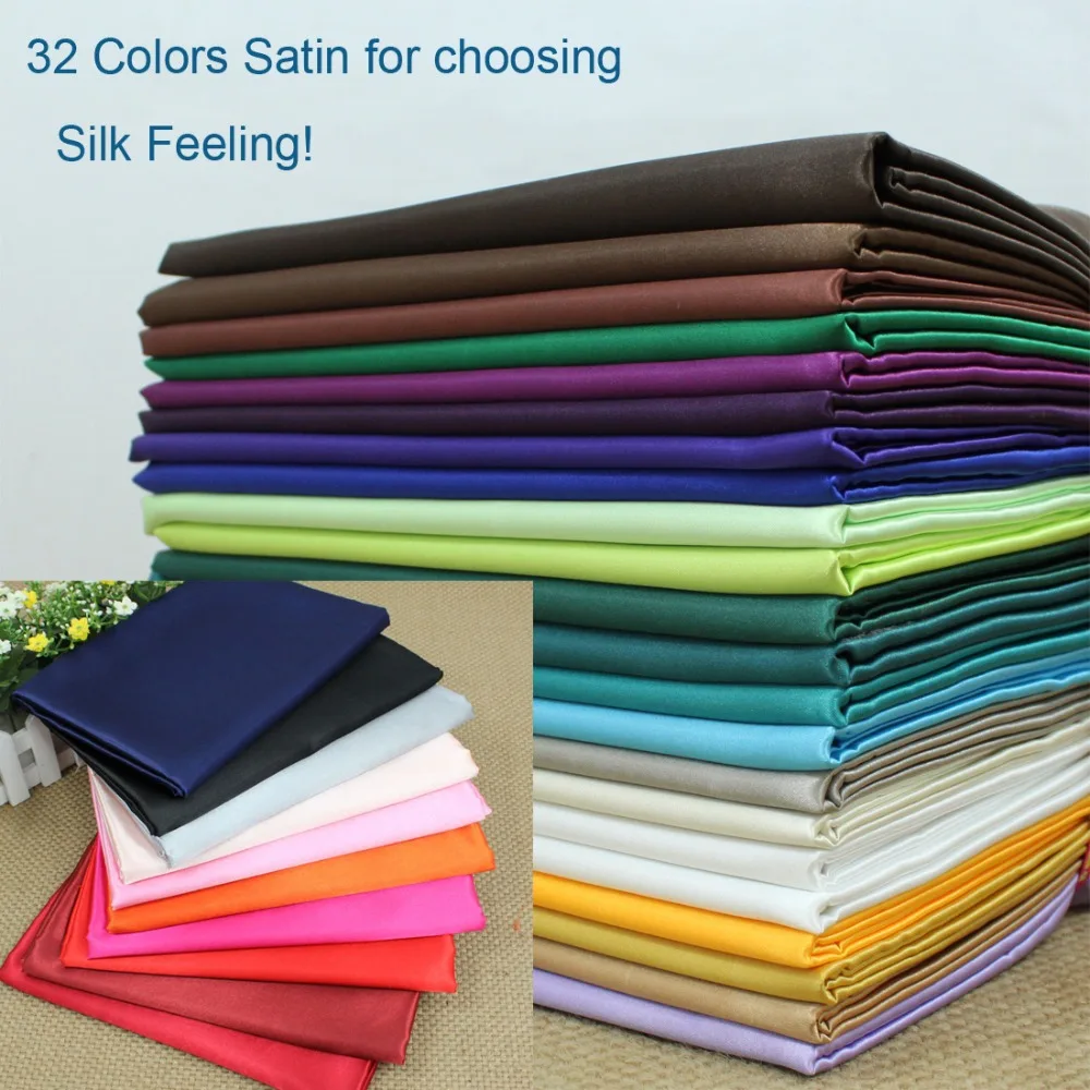 Satin Fabric, 59" Width Silk feel Satin Fabric,32 Stock Colors,10