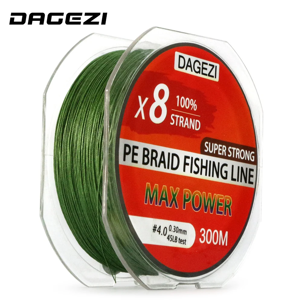 DAGEZI 8 حبلا 300 m/330YDS مع هدية سوبر قوي 10-80LB العلامة التجارية خيط صنارة الصيد s 100% صنارة صيد بولي ايثيلين مجدول السلس خط