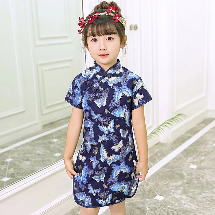 Qipao/платья для маленьких девочек коллекция года, модная новогодняя Детская одежда в китайском стиле Одежда для девочек, Cheongsam платье с цветочным рисунком - Цвет: 3