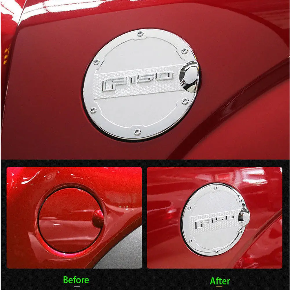 

Chrome Gas Door Cover Fuel Tank Oil Cap Trim Fits For Ford F-150 F150 Durable