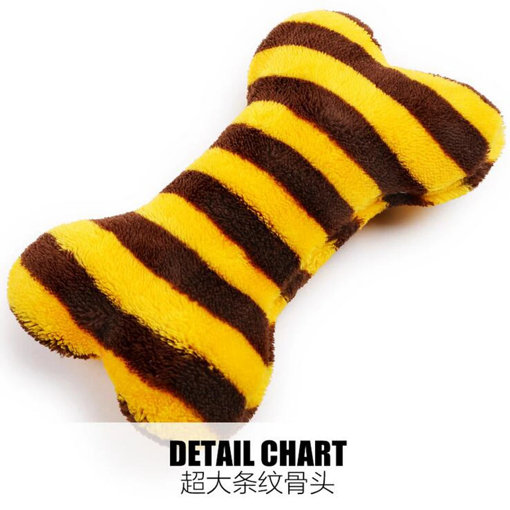 New Arrivals Pet Dog Cat Toys Novelty Plush Striped Bone Dog Squeak Toys Puppy Chew Squeak Toys For Chihuahua Poodle Pet Chew (2)