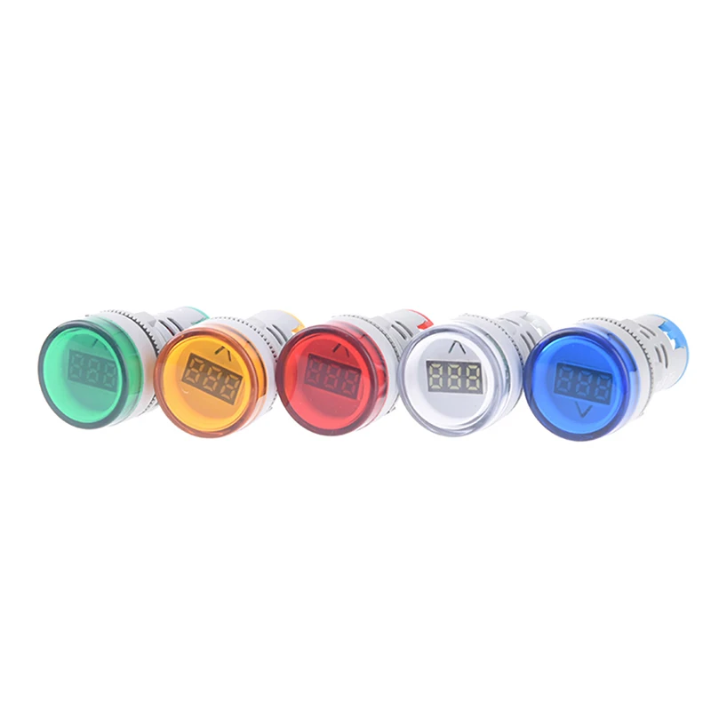 AC 60V-500V LED Digital Display Voltmeter Combined Indicator Light 22MM Signal Lamp High Quality Boat Lights Navigation