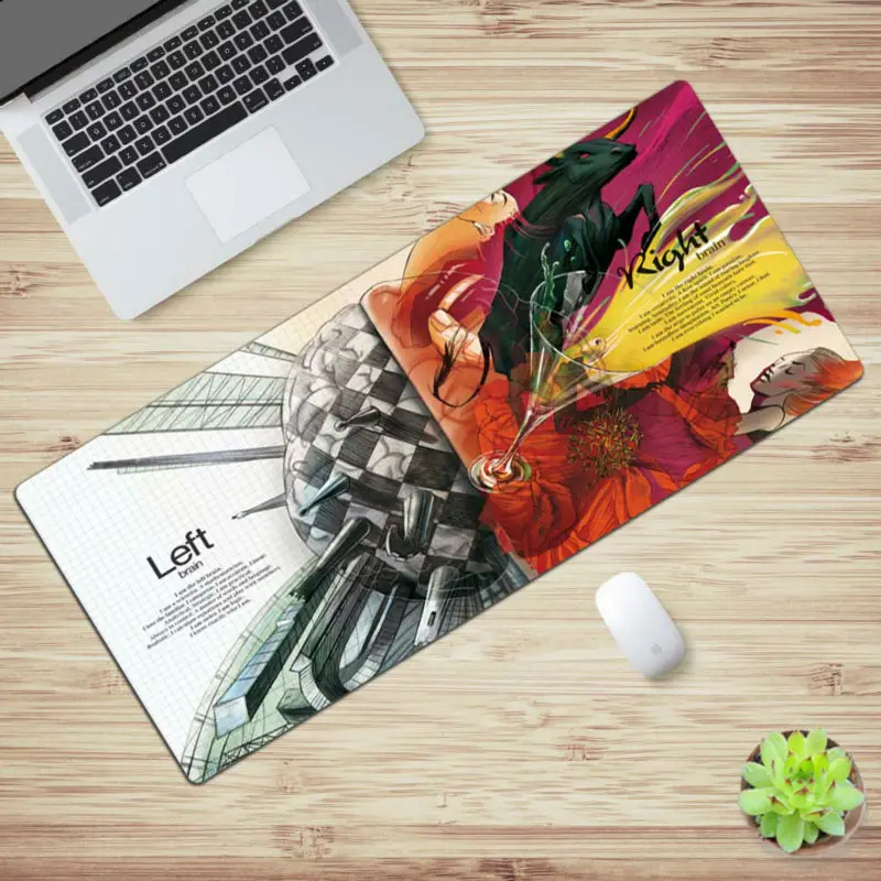 Kopen Grote Maat 30x80cm Gaming Muismat Anti slip Natuurlijke Rubber Links   Rechts Hersenen Mousepad Bureau mat Voor Desktop PC Computer Laptop