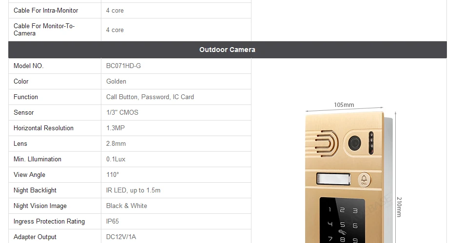 HOMSECUR 7 "проводной AHD Видео домофонов Интерком охранника RFID карты доступа для квартиры BC071HD-G + BM715HD-S