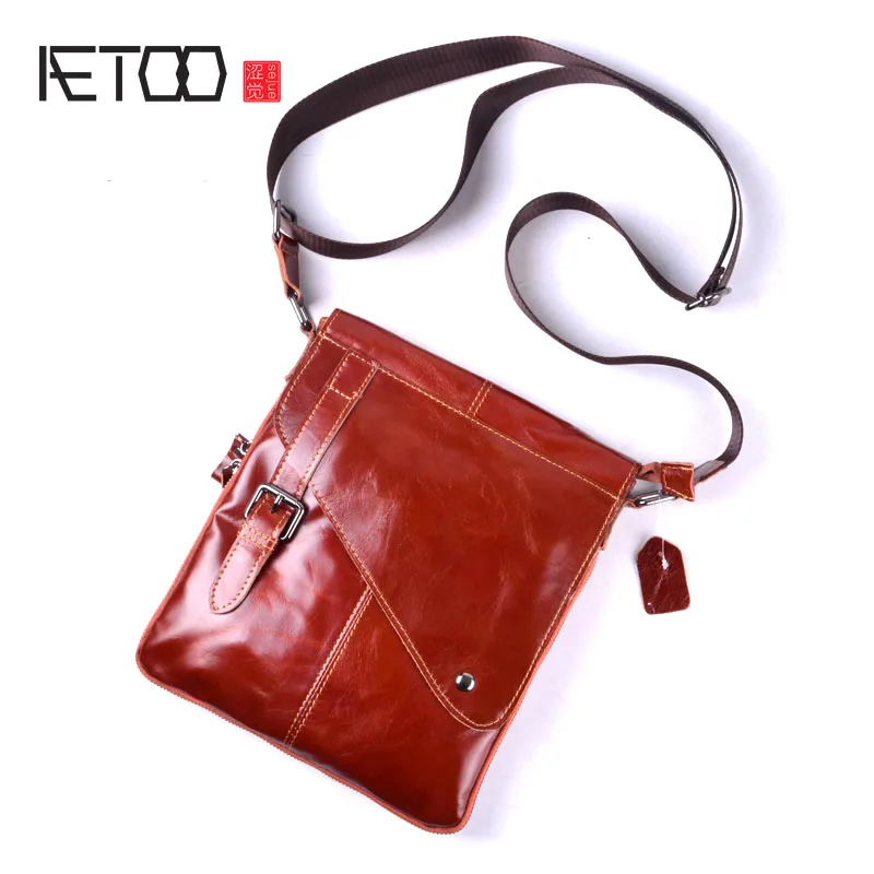 

AETOO Hot Sale Male Bags 100% Genuine Leather Men Bags Messenger Crossbody Shoulder Bag Men's Casual Travel Bag For Man
