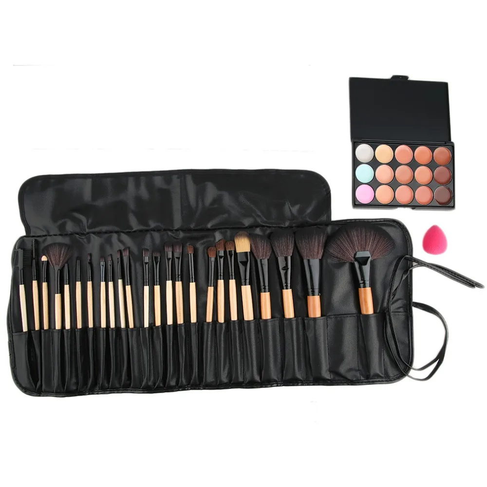 

Professional Beauty Makeup Set Fashion 15 Colors Face Concealer Contour Platte + 24pcs Pro Makeup Brushes  + 1 Cosmetic Puff Set