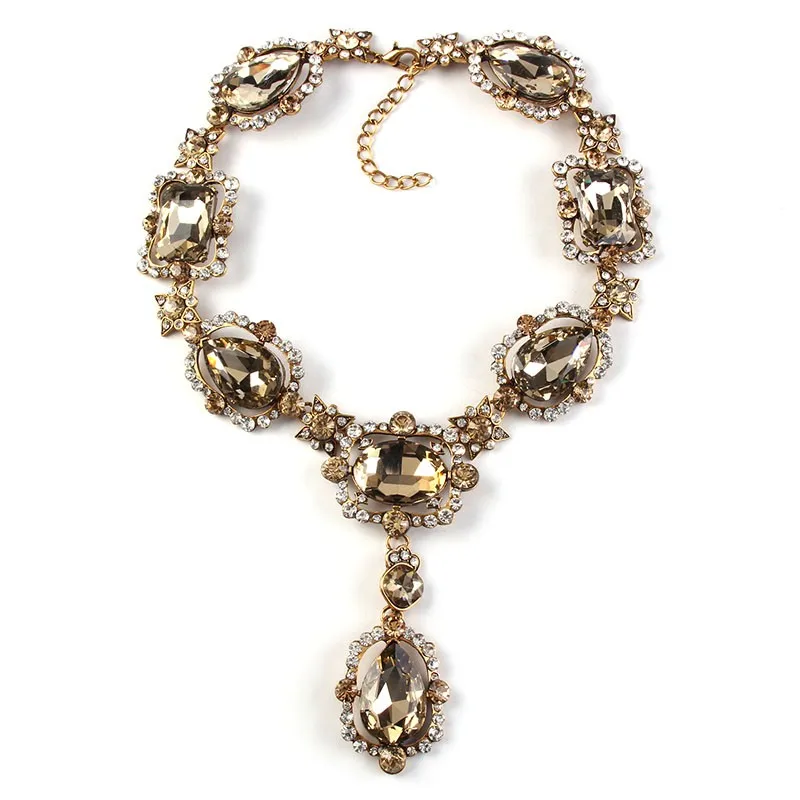 Лучшее женское Европейское Модное Длинное Ожерелье и кулоны с кристаллами, винтажное роскошное ожерелье с драгоценным камнем, Брендовое колье 2336