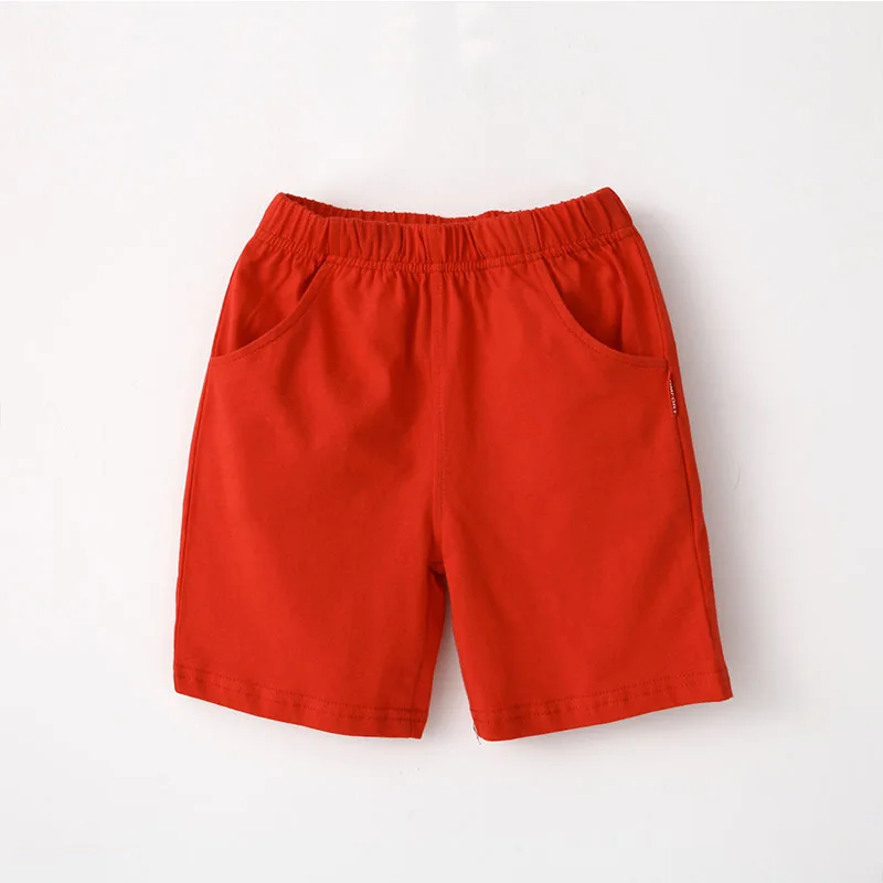 Летние хлопковые однотонные штаны для мальчиков детские летние дышащие повседневные спортивные штаны для мальчиков, спортивные с резинкой на талии, штаны одежда для малышей - Цвет: Красный