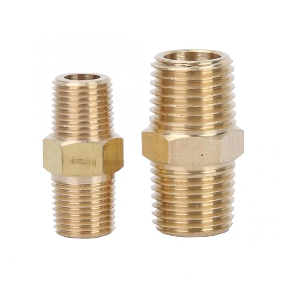 

Brass BSPT Male NPT Hex Nipple Pipe Fitting Adapter 1/8" 1/4" Male Thread For Air Water Or Oil Gas Fuel Pipe Connection