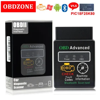 

HH OBD Advanced MINI ELM327 Bluetooth V1.5 OBD2 Code Scanner with PIC18F25K80 Chip Work onAndroid Torque/PC