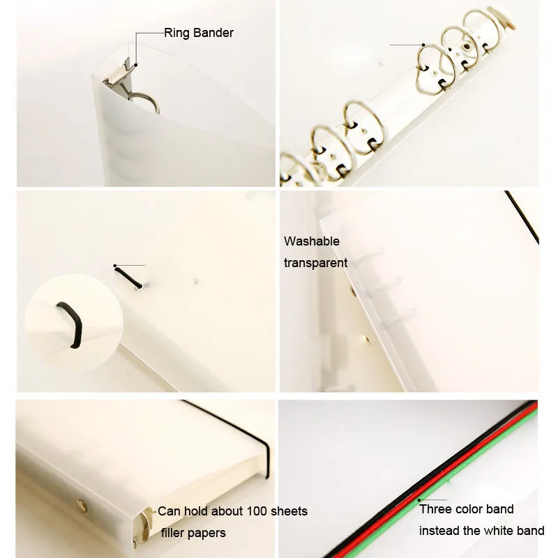 6 5 Creative Ring Binder B5A4567 PP Notebook Accessory Sheet Shell  office & school supplies Stationery Transparent Concise 6 Holes