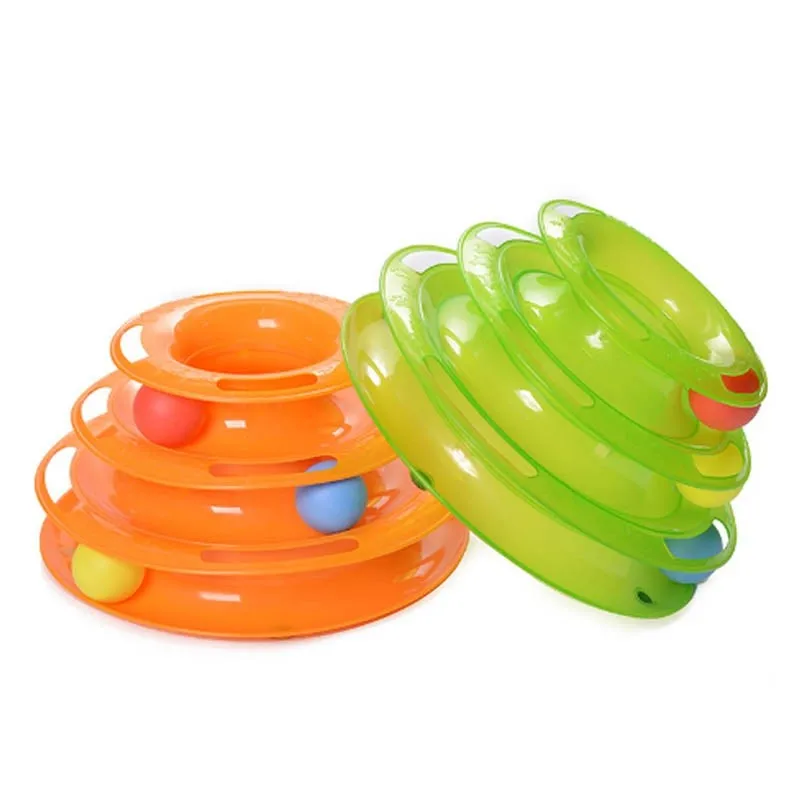 3 слоя Crazy Ball Disk Cat Toys Anti-slip Interactive Amusement Plate Triple Turntable Play Disc игрушка для маленьких домашних животных для котят кошек