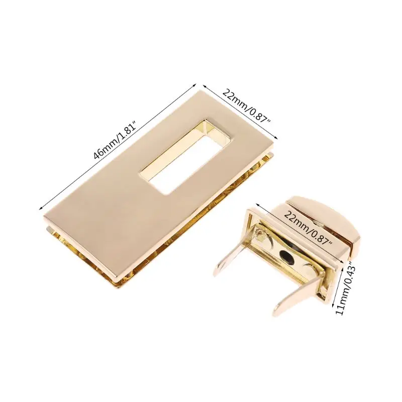 2Colors Metal Rectangle Shape Clasp Turn Locks Twist Lock DIY Handbag Shoulder Bag Purse Hardware