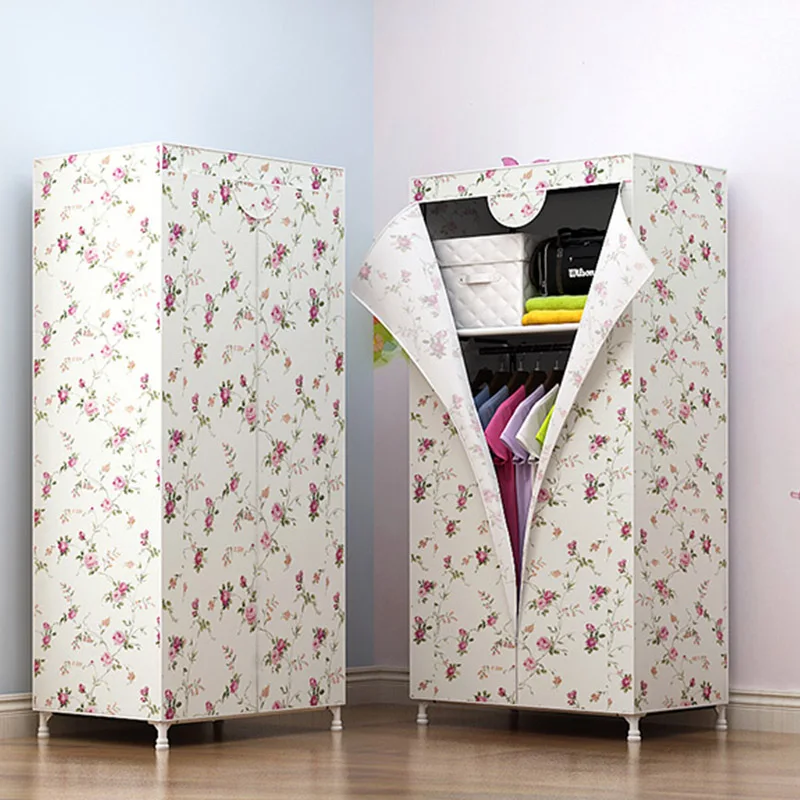 Kaidi, нетканый шкаф стиль, тканевые шкафы простой оксфордская фирма, нетканный шкаф для одеждысовременный, экономичный, собранный шкаф, шкаф, одностальная трубка, ткань, художественный гардероб - Цвет: Dream Rose