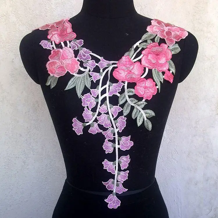 35*47cm romantic flower lace embroidery patch applique without adhesive