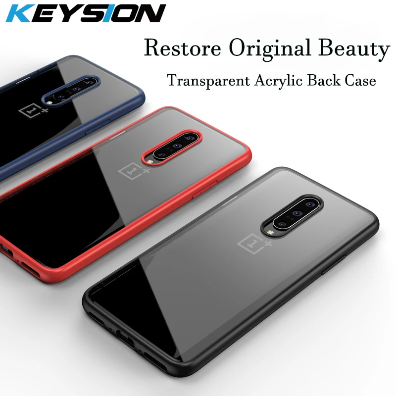 KEYSION Case For OnePlus 7 Pro Anti-knock Transparent Acrylic Reinforced Corner TPU Soft Silicone cover for | Мобильные телефоны и