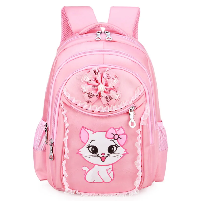 Portafolio mochilas escolares para niñas 2018 dulce Linda caricatura princesa gato niños mochila de encaje para niños mochila de escuela primaria