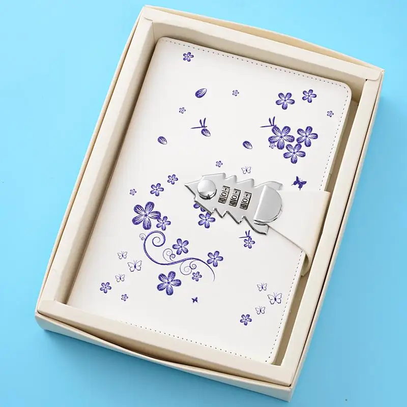 Синий и белый блокнот древний стиль код дневник с замком Студенческая Подарочная записная книжка утолщение канцелярские принадлежности - Цвет: 11