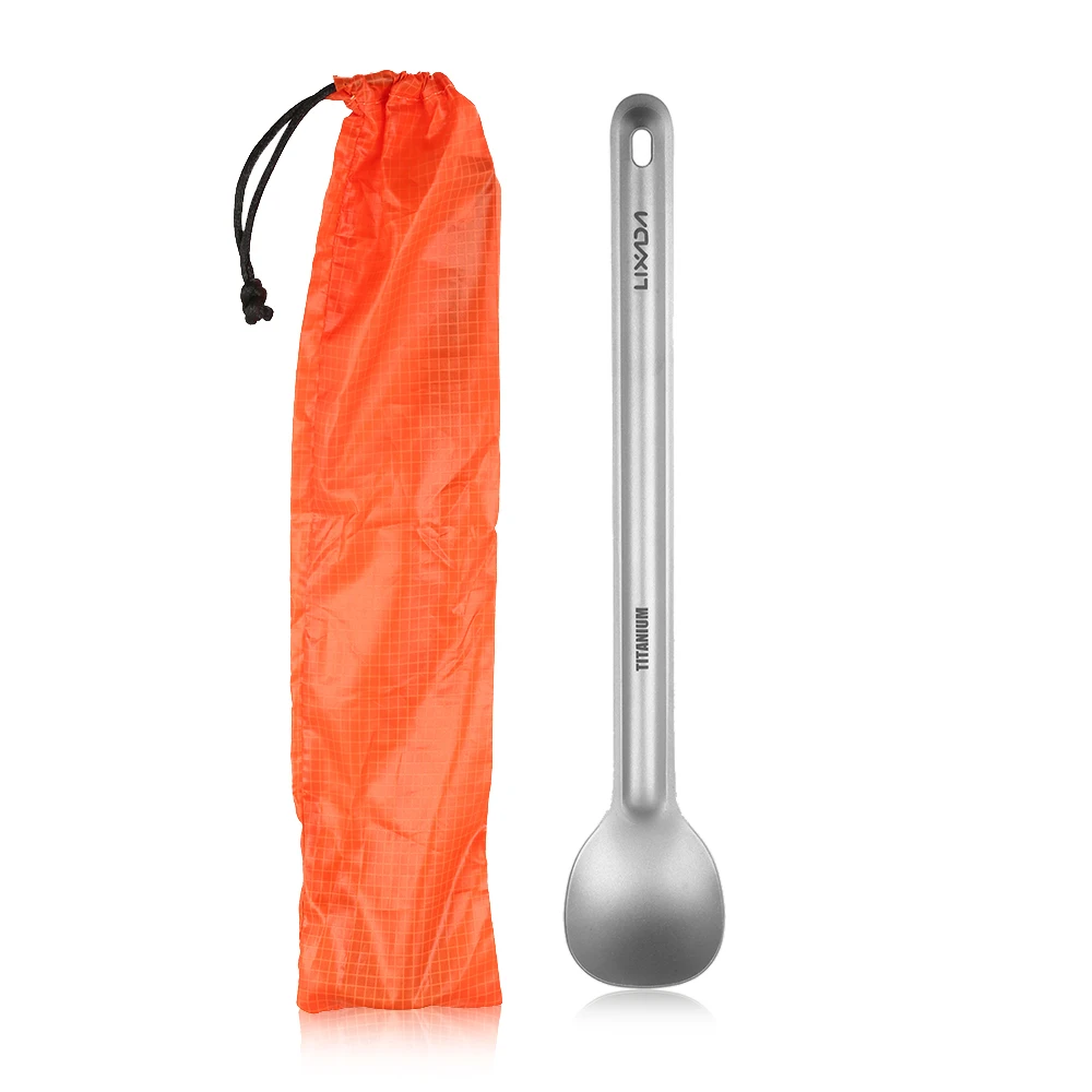

Lixada Titanium Long Handle Spoon Outdoor Portable Dinner Spoon Cutlery Camping Backpacking Picnic Tableware 15g Spoon Cookware