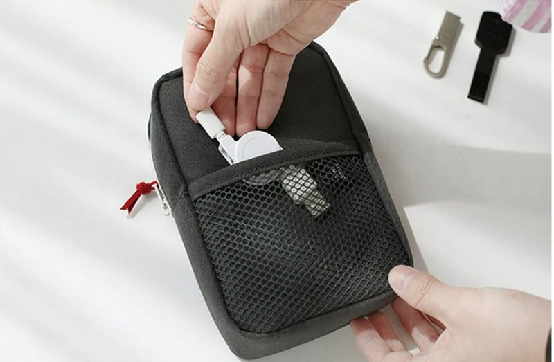 prativerdi Mini Zippered Lock Sqaure Storage Bag Headset box for Earphone Case SD Cards USB Power Bank Charger Travel Organizer12