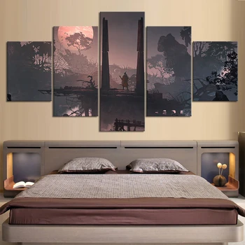 

5 Piece Video Game Poster SEKIRO: Shadows Die Twice Game Character Figure Wall Art Canvas Painting Home Decoration Wall Sticker
