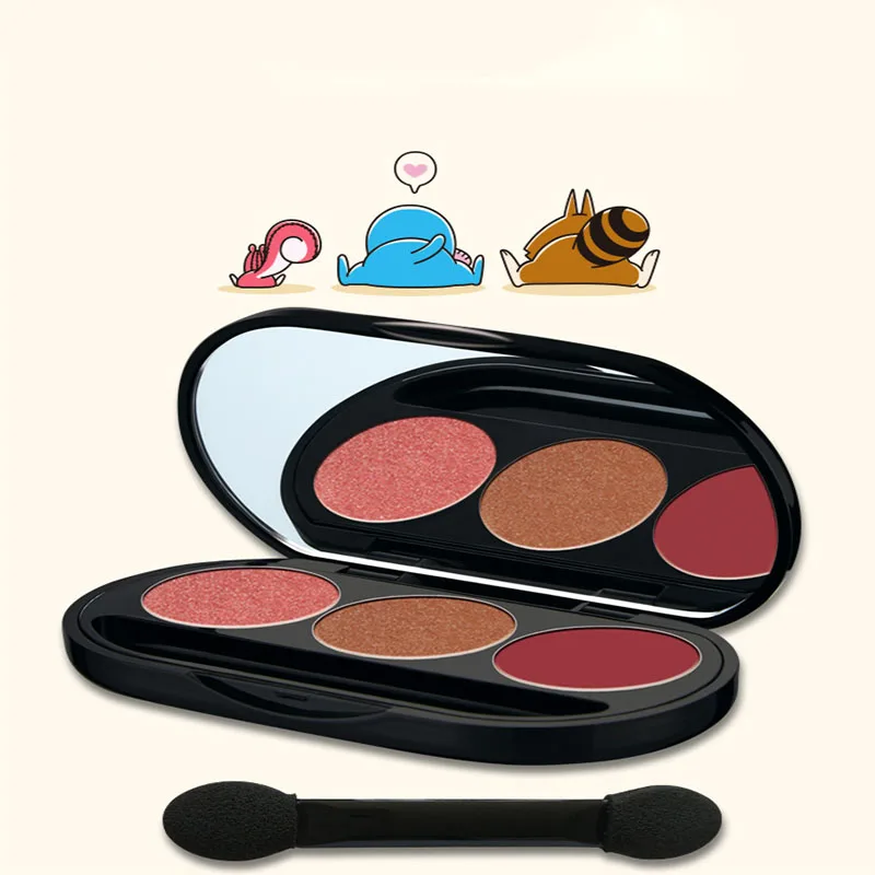 

Tri-color eyeshadow peach makeup smoked makeup earth color warm color beads matte eyeshadow tray make up palette